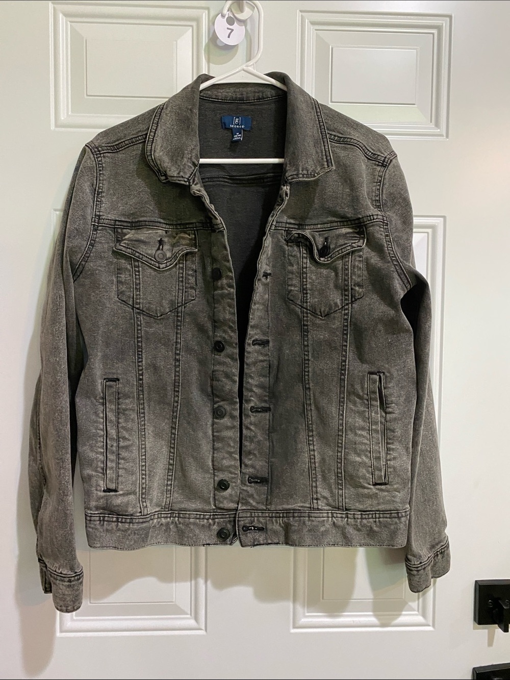George Men's Washed Charcoal Denim Jacket